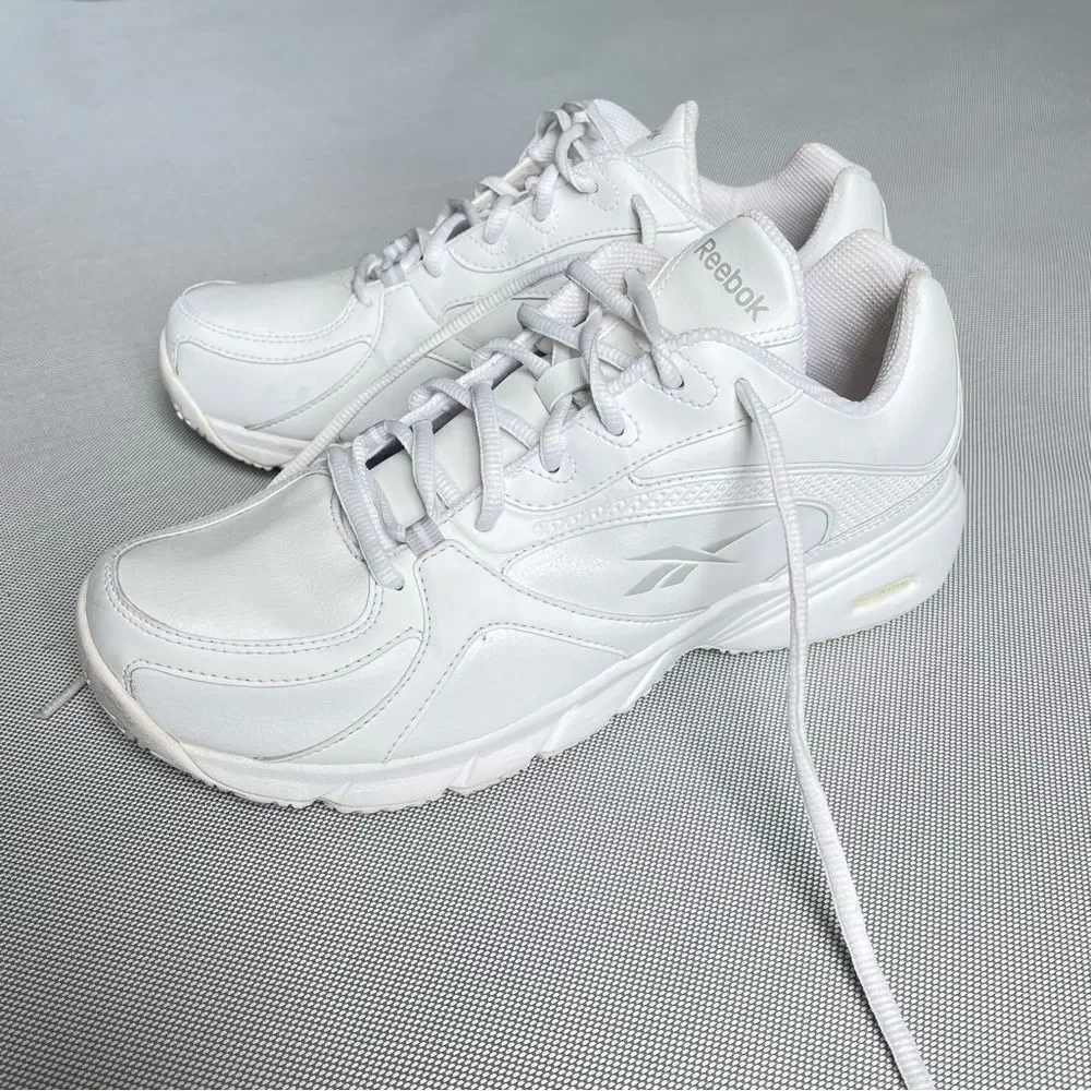 Reebok All White DMX Ride Oil Resistant Sneakers Women’s Size 8 1/2 Wide EUC